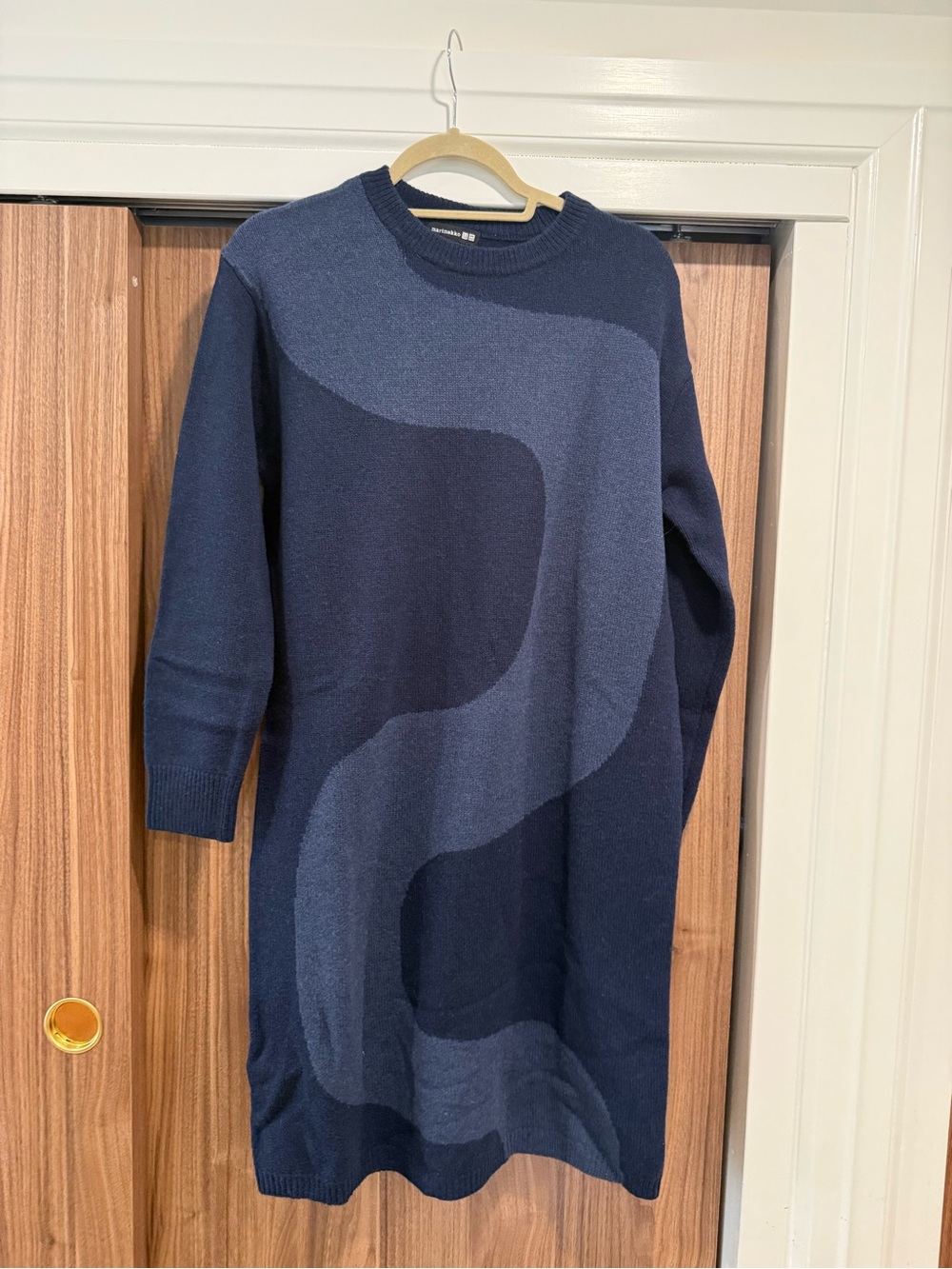 Women's Marimekko x Uniqlo Navy Patterned Crewneck Sweater Dress M